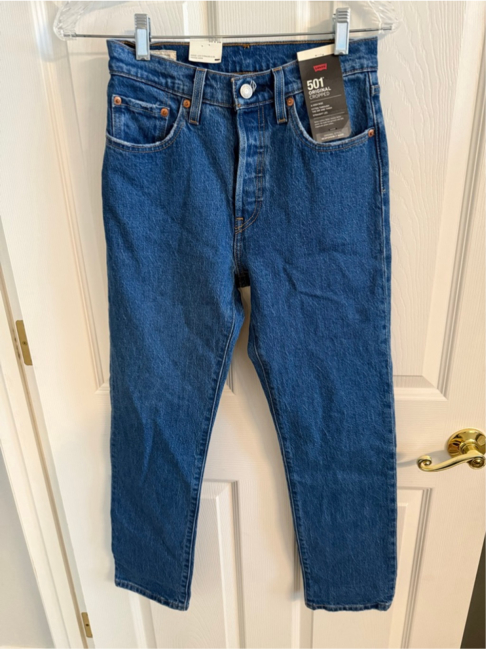 NWT Levi's 501 Original Cropped Jeans Jazz Pop Blue 25x28